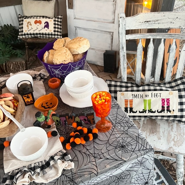 PARTY PACKAGE BUNDLE: Holiday Panel Halloween October Fall Autumn: Trick or Treat / Smell My Feet + BUFFALO CHECK RUNNER