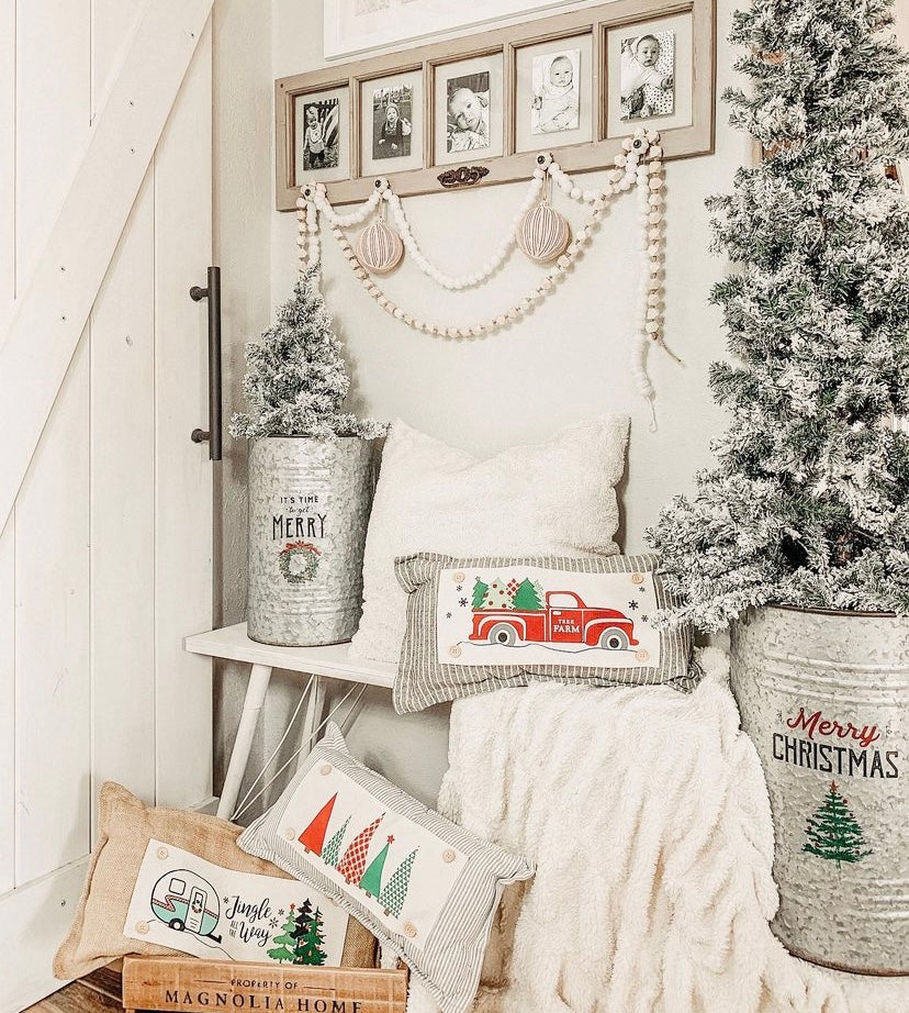 Holiday Panel: Winter, Father's Day Dad Trees, Snowflakes, Tree Farm, Vintage; CHRISTMAS RED TRUCK