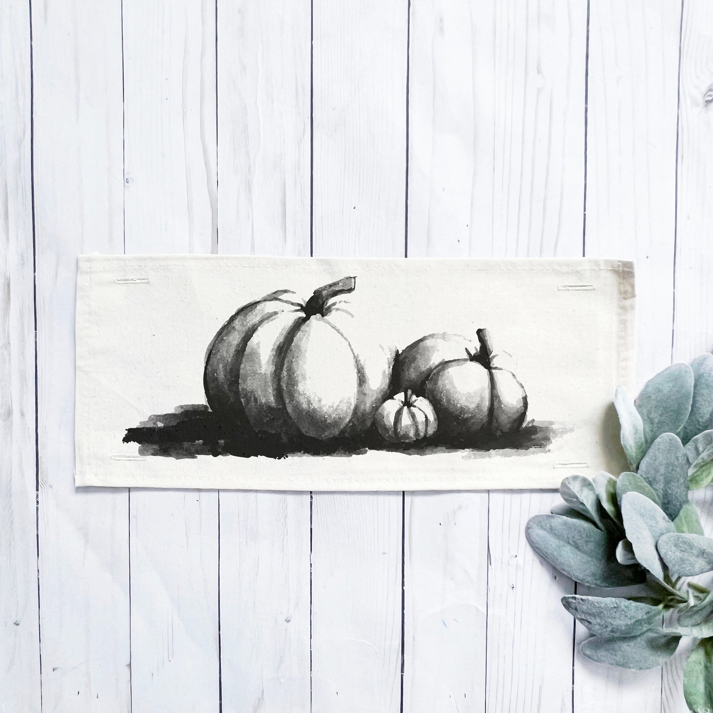 Seasonal Panel: Hand-Painted White Pumpkins; Fall Autumn, WHITE PUMPKINS