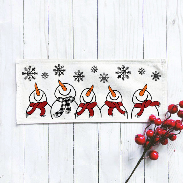 Season Panel: Winter January Decor Snow Snowflake Christmas; Singing Chorus Caroling Scarf Dancing Happy SNOWMAN SCARVES