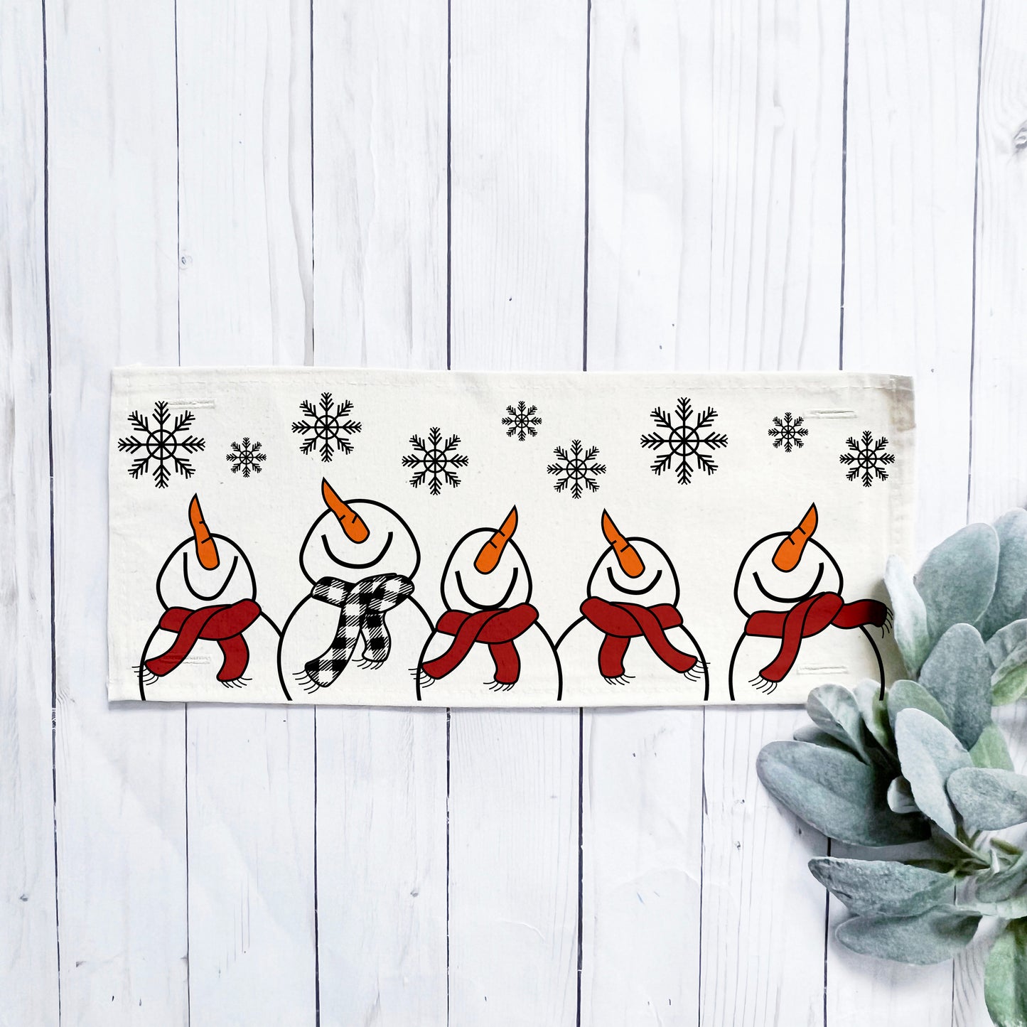 Season Panel: Winter January Decor Snow Snowflake Christmas; Singing Chorus Caroling Scarf Dancing Happy SNOWMAN SCARVES