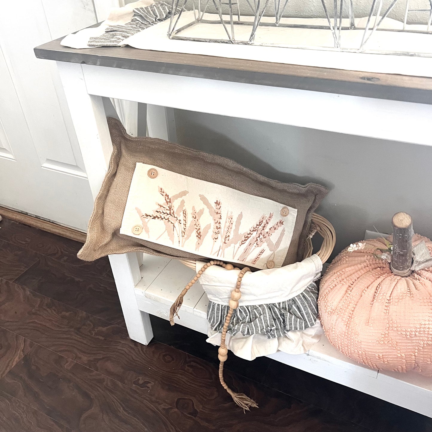 Matching Table Runner: CHARCOAL/CREAM STRIPES RUNNER