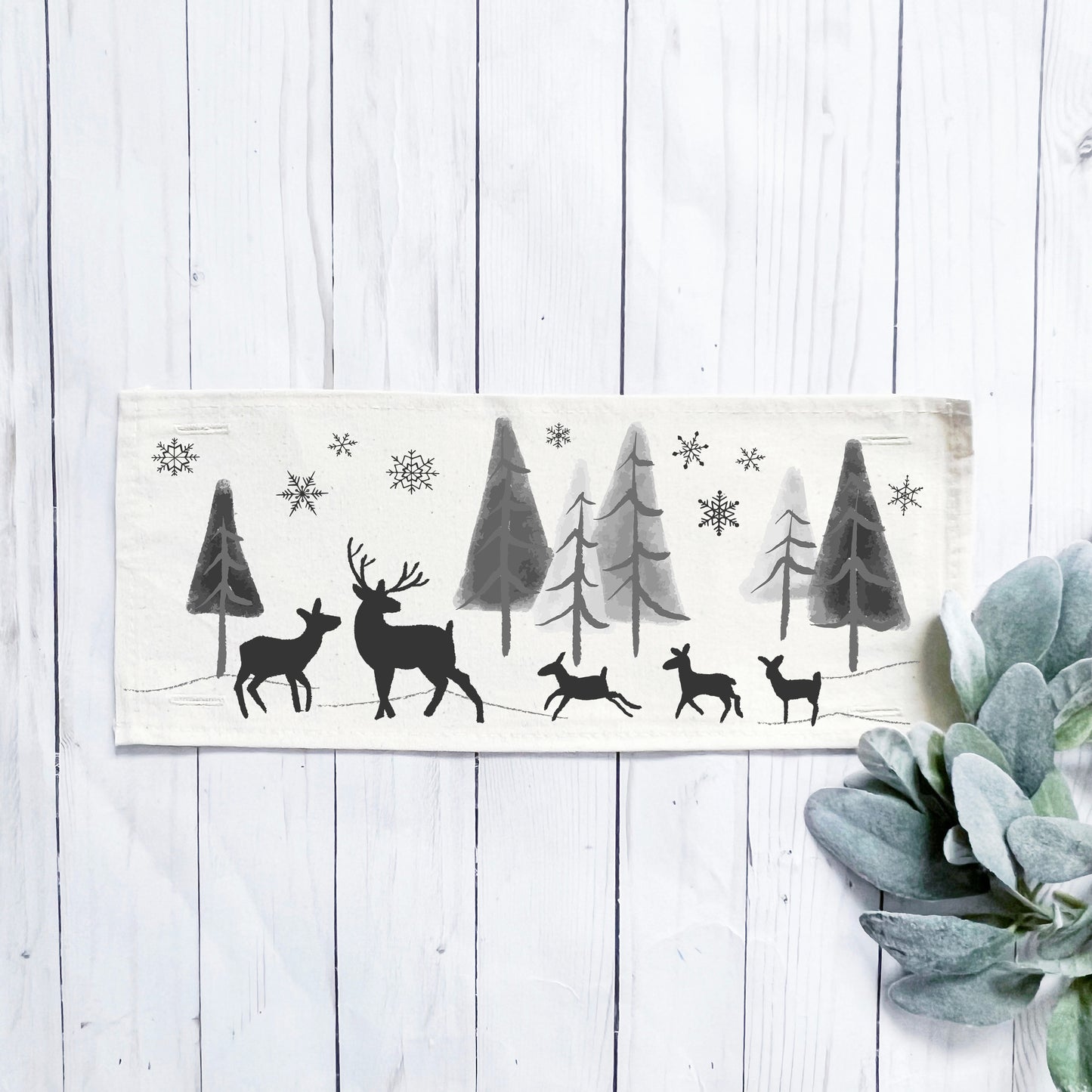 Seasonal Panel: Winter January Decor Peace Forest Timberland Woodland Backwoods Grove Buck Thicket Tree Silent Night Wandering Wonderland DEER