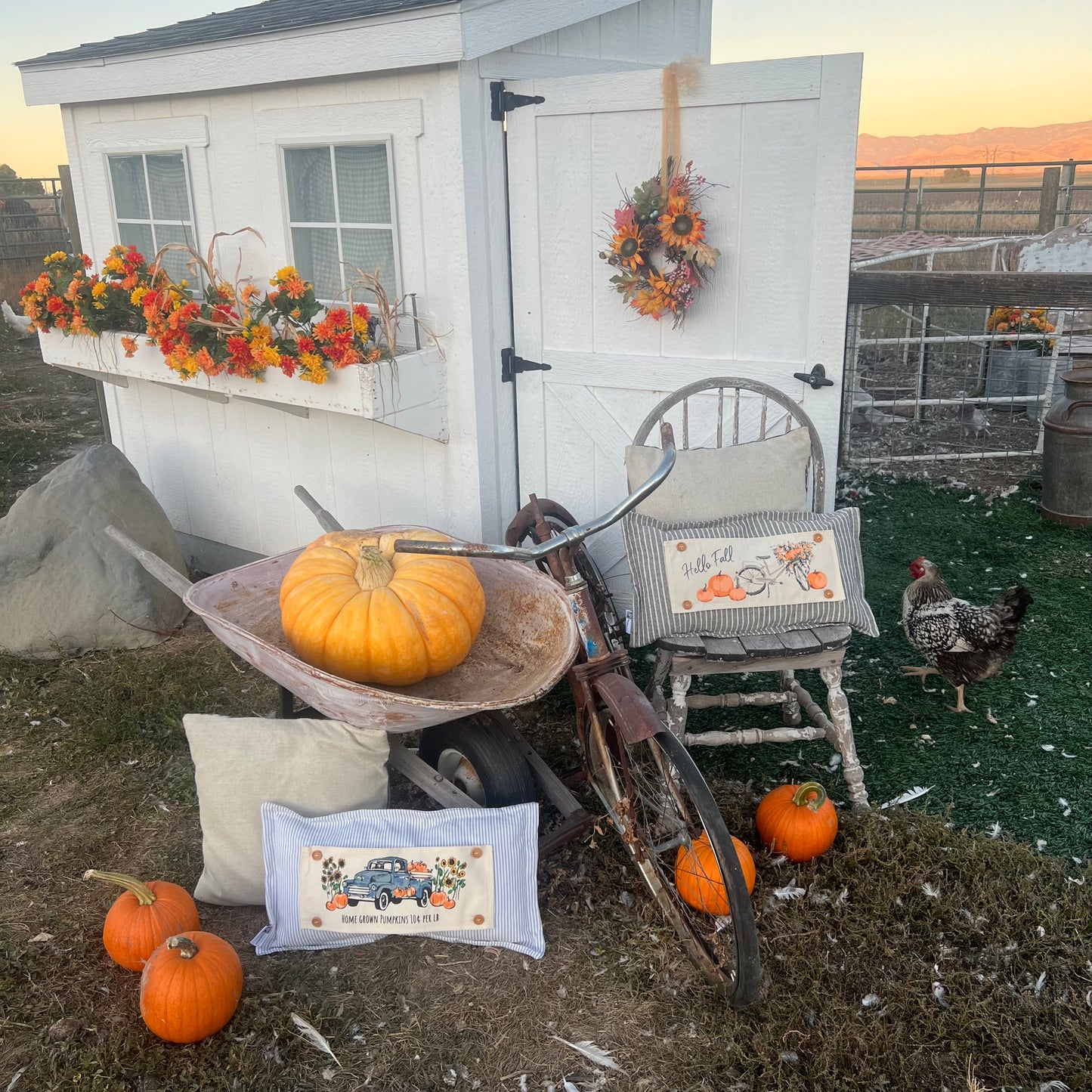 Seasonal Panel: Fall, Autumn,  Father's Day Dad Thanksgiving, Country Farm, Rustic; VINTAGE PUMPKIN TRUCK