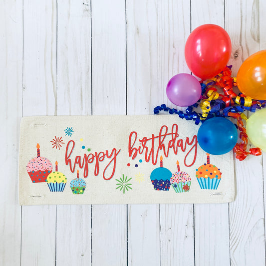 Special Event Party Panel: Cupcakes Kids Girl Confetti Gift for Her: HAPPY BIRTHDAY