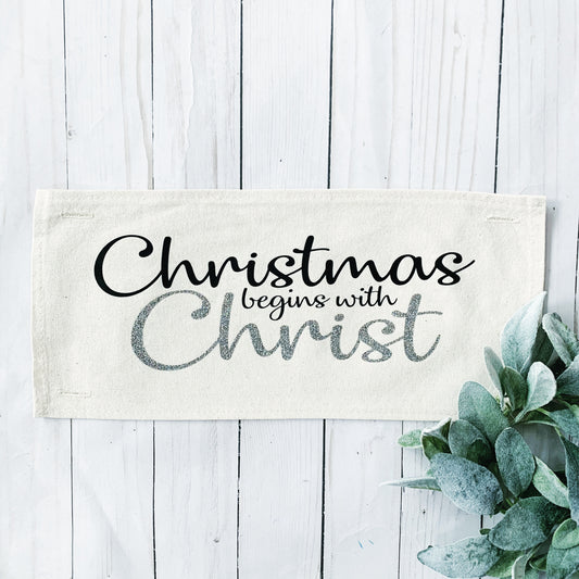 Glitter Holiday Panel: Winter; CHRISTMAS BEGINS WITH CHRIST