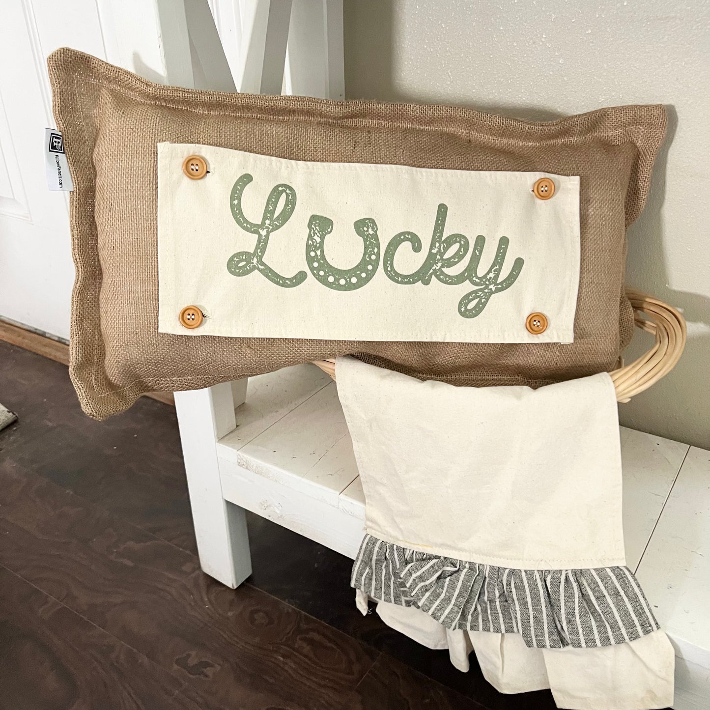 SEASONAL BUNDLE SET: Burlap Idaho Potato Farm Sack Bag Pillow (comes with insert and these 4 panels inside back pocket); Winter Spring Summer Fall Autumn: DEER, BUNNY HOP EASTER, HOME SWEET HIVE BEE, THANKFUL PUMPKINS,
