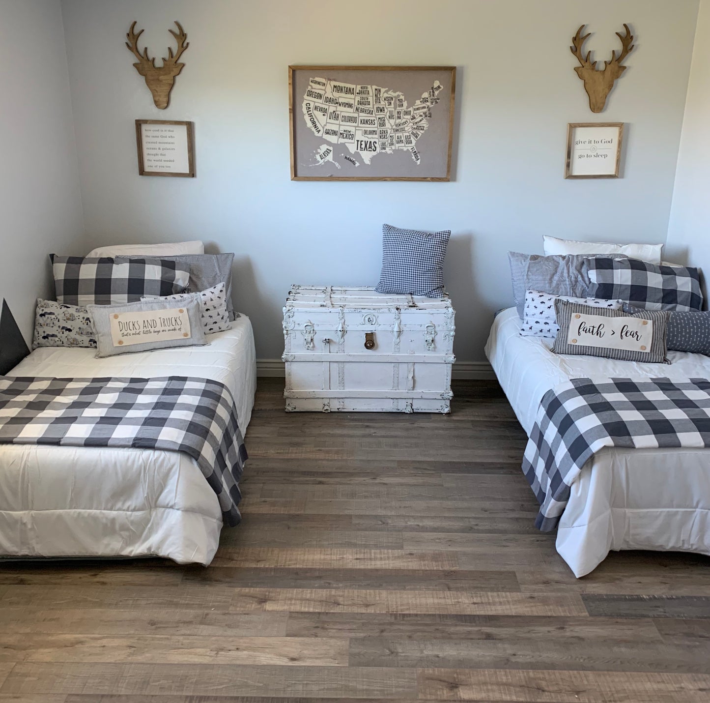 Pillow ONLY (with fluffy insert): Farmhouse Gray/White Ticking Stripes: GRAY/WHITE STRIPES TICKING  PILLOW (with insert)