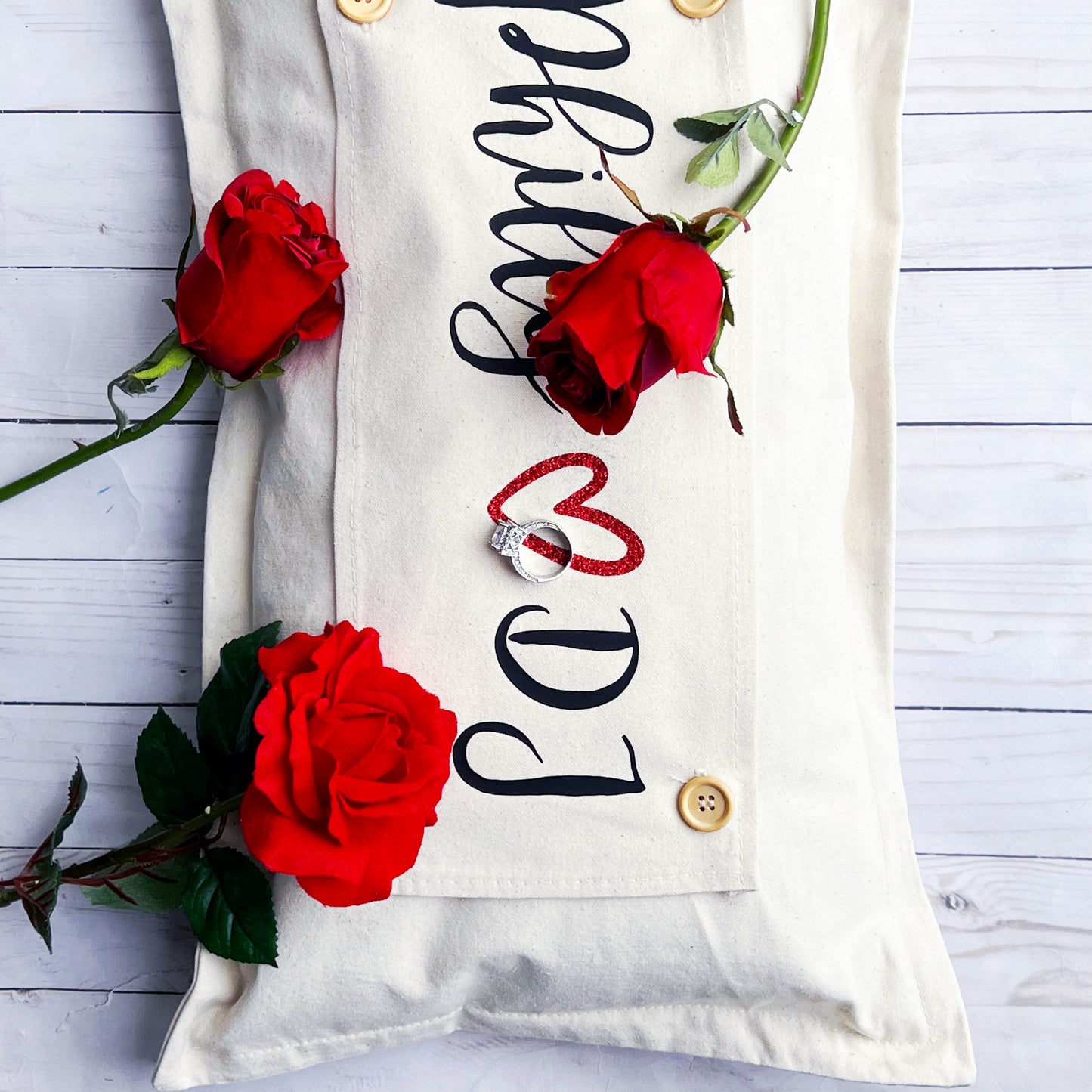 Glitter Custom Name Panel: Love Bling Glitz Pookie Valentine Wedding Anniversary - CUSTOM NAME OPEN RED HEART