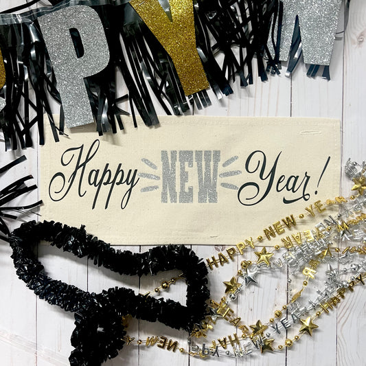 Glitter Holiday Panel: Winter; Bling Champagne Gold Silver Confetti party GLITTER HAPPY NEW YEAR