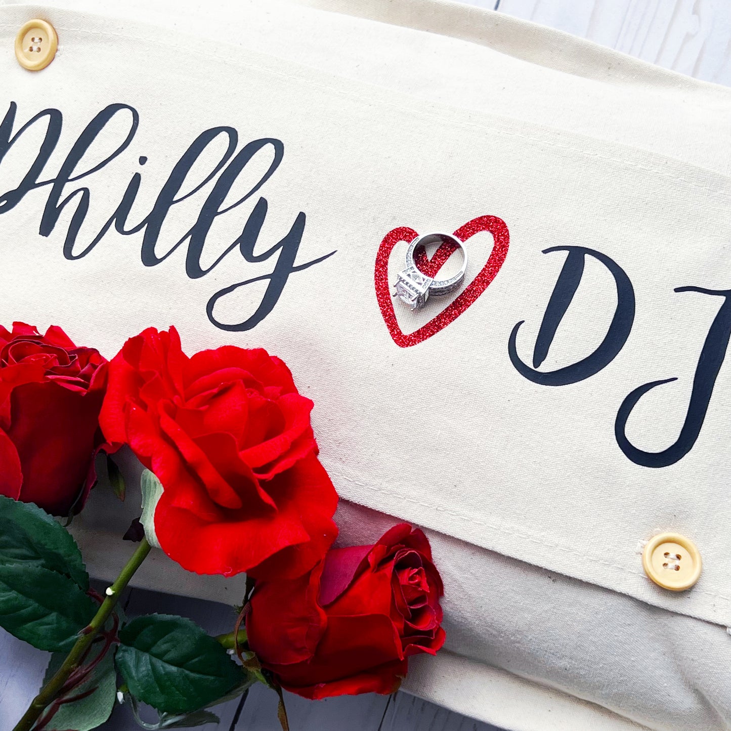 Glitter Custom Name Panel: Love Bling Glitz Pookie Valentine Wedding Anniversary - CUSTOM NAME OPEN RED HEART