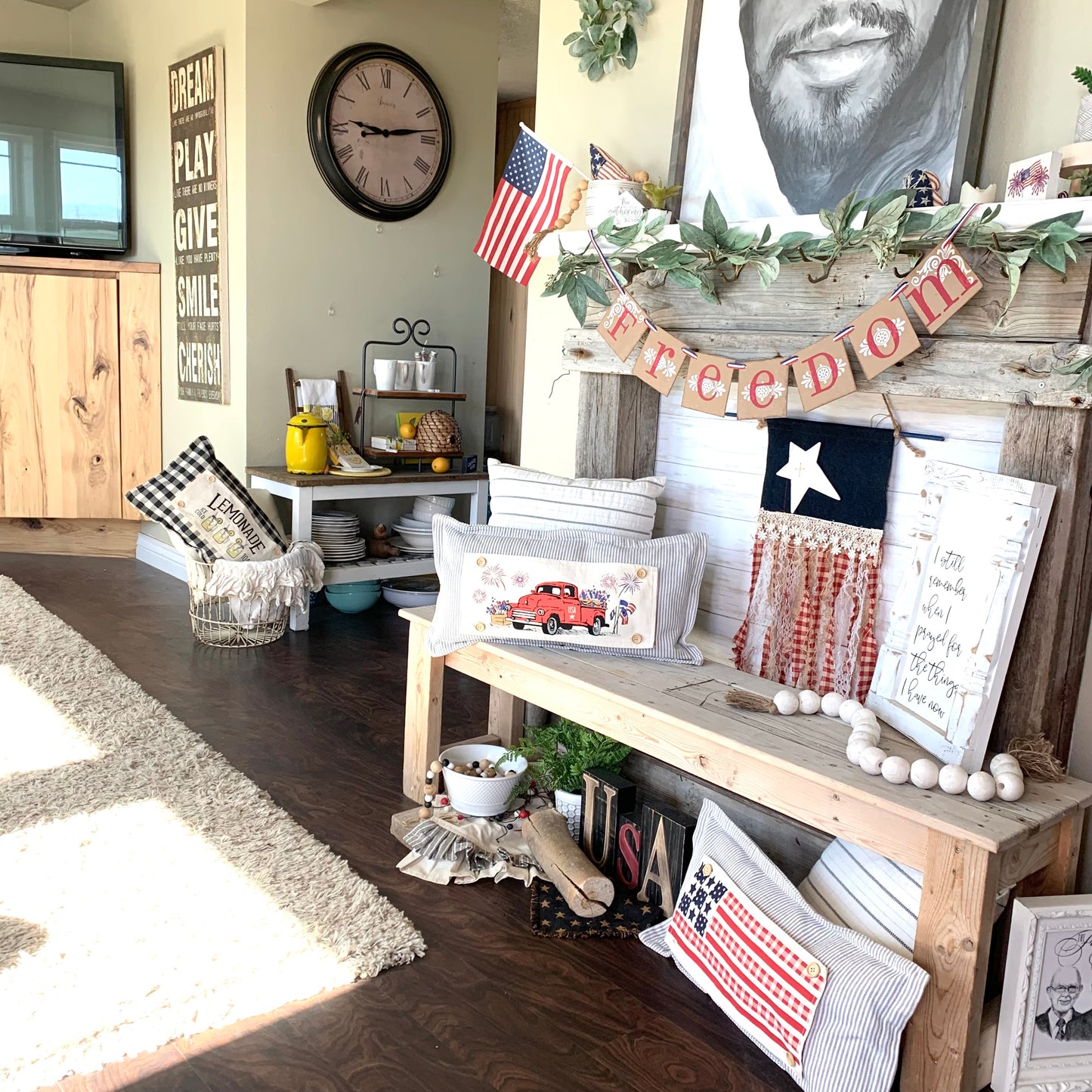 Holiday Panel: Summer; Father's Day Dad Fireworks Vintage Classic Old Red Truck; FIREWORK TRUCK