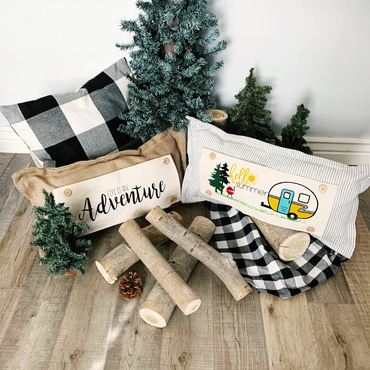 Seasonal Panel: Hello BBQ Summer Vintage Camping Yellow Sunshine Camper, SUMMER CAMPER