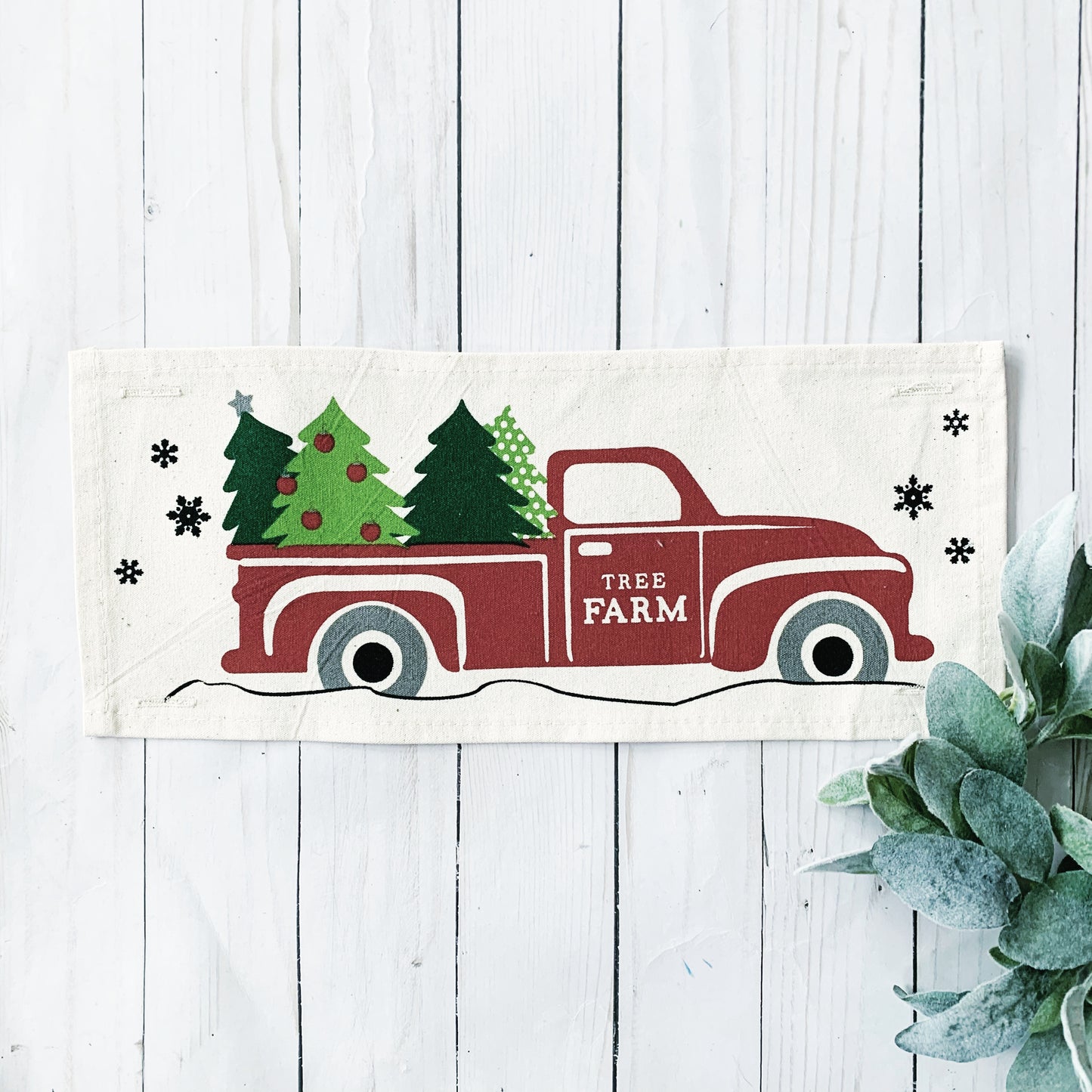 Holiday Panel: Winter, Father's Day Dad Trees, Snowflakes, Tree Farm, Vintage; CHRISTMAS RED TRUCK