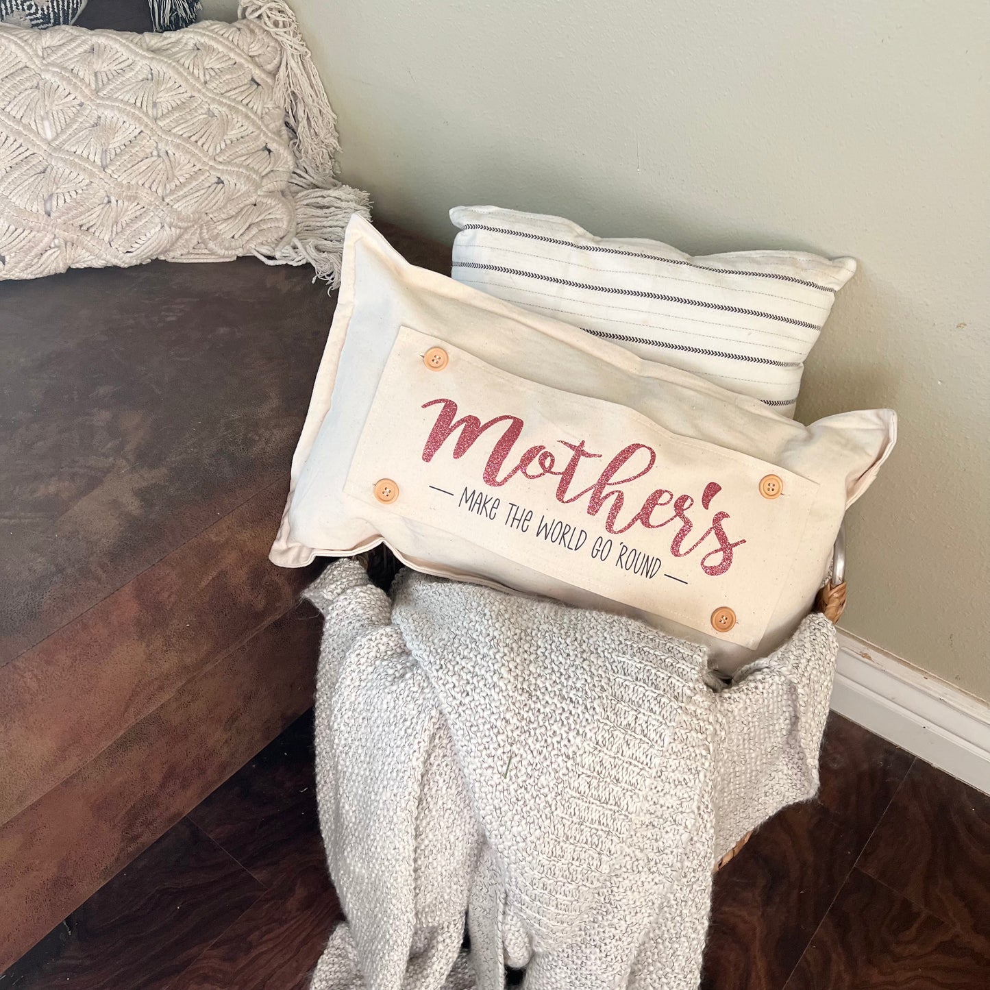 Glitter Holiday Panel: Spring, Gift; Mom Her MOTHER'S DAY MAKE THE WORLD GO ROUND