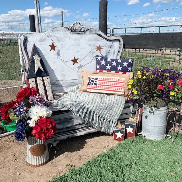 Holiday Panel: Summer; Picnic Table Cloth Stars Stripes America, Red, White, Blue; BARN QUILT AMERICAN FLAG