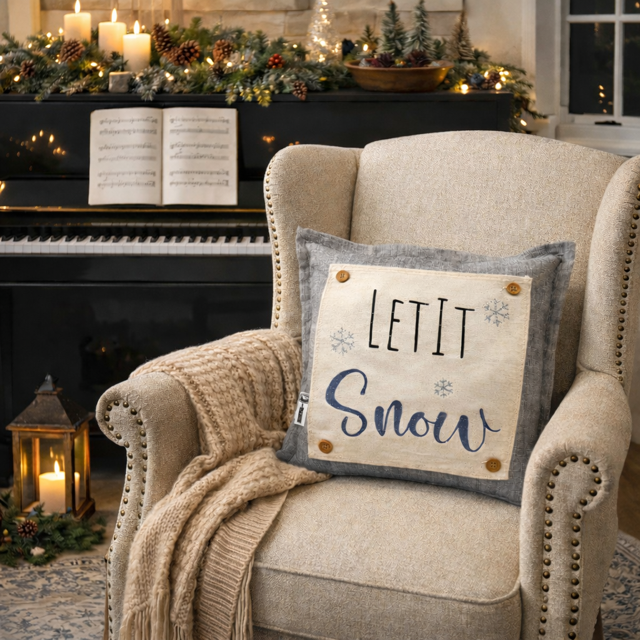 PANEL ONLY: 
SQUARE Glitter Seasonal Panel: Winter Blue Ice Sparkle Twinkle Bling Glitz Confetti Christmas; LET IT SNOW