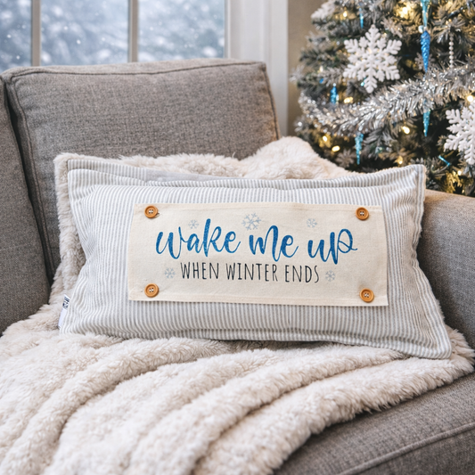 Glitter Seasonal Panel: Winter Blue Ice Sparkle Twinkle Bling Glitz Confetti Christmas; WAKE ME UP WHEN WINTER ENDS