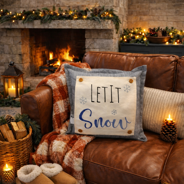 PANEL ONLY: 
SQUARE Glitter Seasonal Panel: Winter Blue Ice Sparkle Twinkle Bling Glitz Confetti Christmas; LET IT SNOW