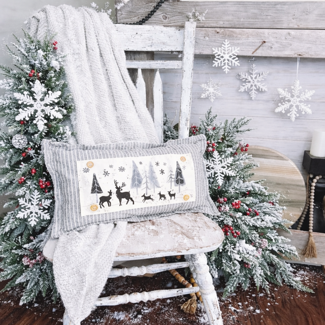 NEW! Custom WINTER 26 Wedding Gift Bundle:  3 seasons + CHARCOAL/GALVINIZED STRIPES pillow + custom last name panel & FLORAL BUNNIES / BE MY VALENTINE / DEER / CUSTOM LAST NAME PANEL