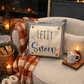 PANEL ONLY: 
SQUARE Glitter Seasonal Panel: Winter Blue Ice Sparkle Twinkle Bling Glitz Confetti Christmas; LET IT SNOW