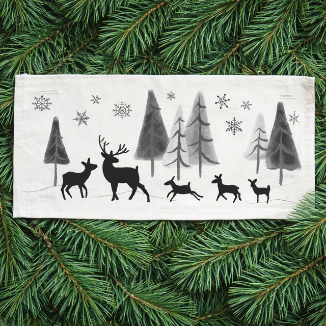 Seasonal Panel: Winter January Decor Peace Forest Timberland Woodland Backwoods Grove Buck Thicket Tree Silent Night Wandering Wonderland DEER
