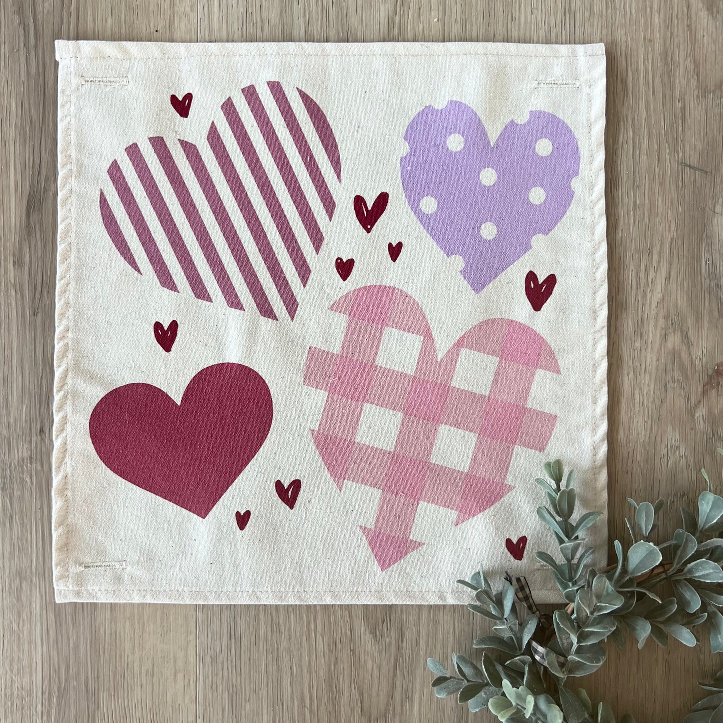 New! Valentines Bundle: One for Me & One for You  ONE TICKING SQUARE & ONE TICKING RECTANGLE PILLOW, BE MY VALENTINE & HEARTS PANELS