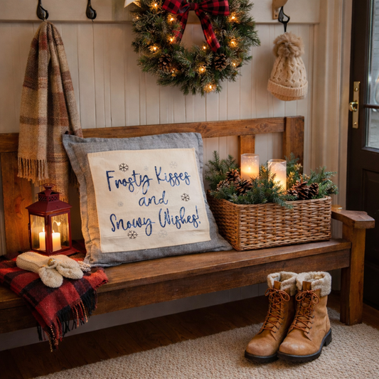 NEW!  SQUARE Glitter Seasonal Panel: Winter Blue Ice Sparkle Twinkle Bling Glitz Confetti Christmas; FROSTY KISSES