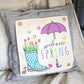 **SPECIAL COMBO OF THE WEEK:  SQUARE SPRING PANEL AND GRAY PILLOW: Flowers Tulip Vintage Floral RAINBOOTS UMBRELLA AND GRAY SQUARE PILLOW