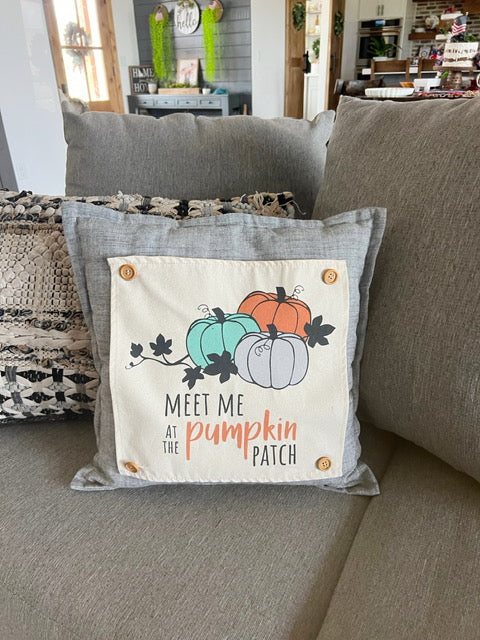 NEW! Custom Fall Wedding Gift Bundle:  2 seasons + SQUARE TICKING STRIPE pillow + custom last name panel: PUMPKIN PATCH, STATION WAGON, CUSTOM LAST NAME PANEL