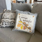 SQUARE BUNDLE SET: Charcoal Gray Solid Pillow (comes with foam insert and these 4 panels in back pocket); Winter Spring Summer Fall Autumn:  FALL BRANCH, SUMMER POPSCICLE, SPRING RAIN BOOT/UMBRELLA, SKI LODGE CHAIRLIFT