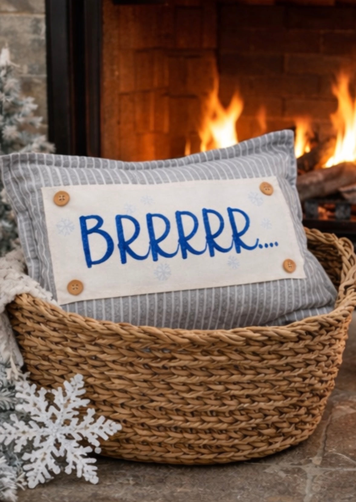 GLITTER PANEL ONLY:  RECTANGLE NEW!  Glitter Holiday Panel: Winter January Christmas Blue Brr Cold Snowflake Silver BRRR