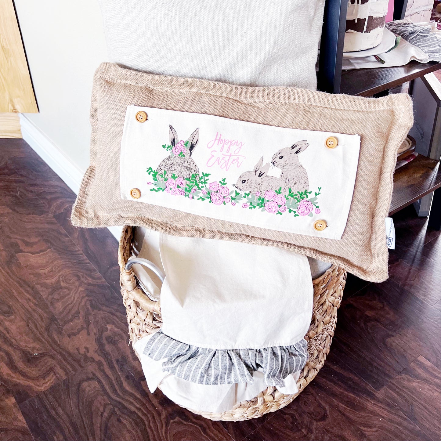 NEW! Custom WINTER 26 Wedding Gift Bundle:  3 seasons + CHARCOAL/GALVINIZED STRIPES pillow + custom last name panel & FLORAL BUNNIES / BE MY VALENTINE / DEER / CUSTOM LAST NAME PANEL