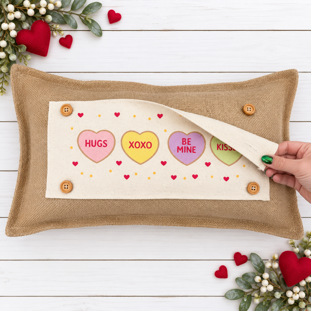 PANEL ONLY:  RECTANGLE Holiday Panel: Valentines, Winter, Love, Hugs, Kisses, Passion, Red, Wife Husband, Boyfriend, Girlfriend, Spouse, Kids, Vintage, Farmhouse, Heart; CONVERSATION HEARTS