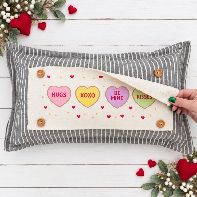 PANEL ONLY:  RECTANGLE Holiday Panel: Valentines, Winter, Love, Hugs, Kisses, Passion, Red, Wife Husband, Boyfriend, Girlfriend, Spouse, Kids, Vintage, Farmhouse, Heart; CONVERSATION HEARTS
