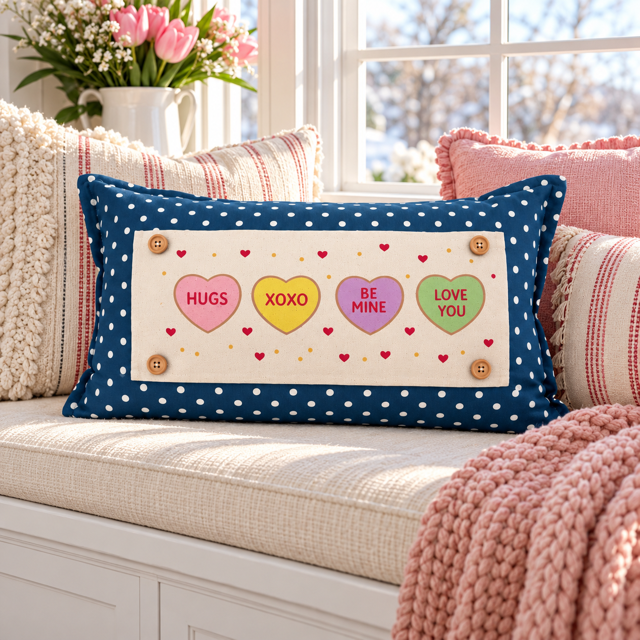 PANEL ONLY:  RECTANGLE Holiday Panel: Valentines, Winter, Love, Hugs, Kisses, Passion, Red, Wife Husband, Boyfriend, Girlfriend, Spouse, Kids, Vintage, Farmhouse, Heart; CONVERSATION HEARTS