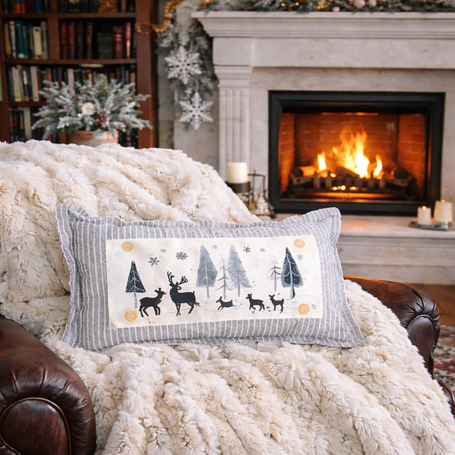 PILLOW ONLY (with fluffy insert): Galvinized Charcoal/Cream Farm Stripes: RECTANGLE CREAM/ DARK CHARCOALSTRIPES PILLOW (with insert)