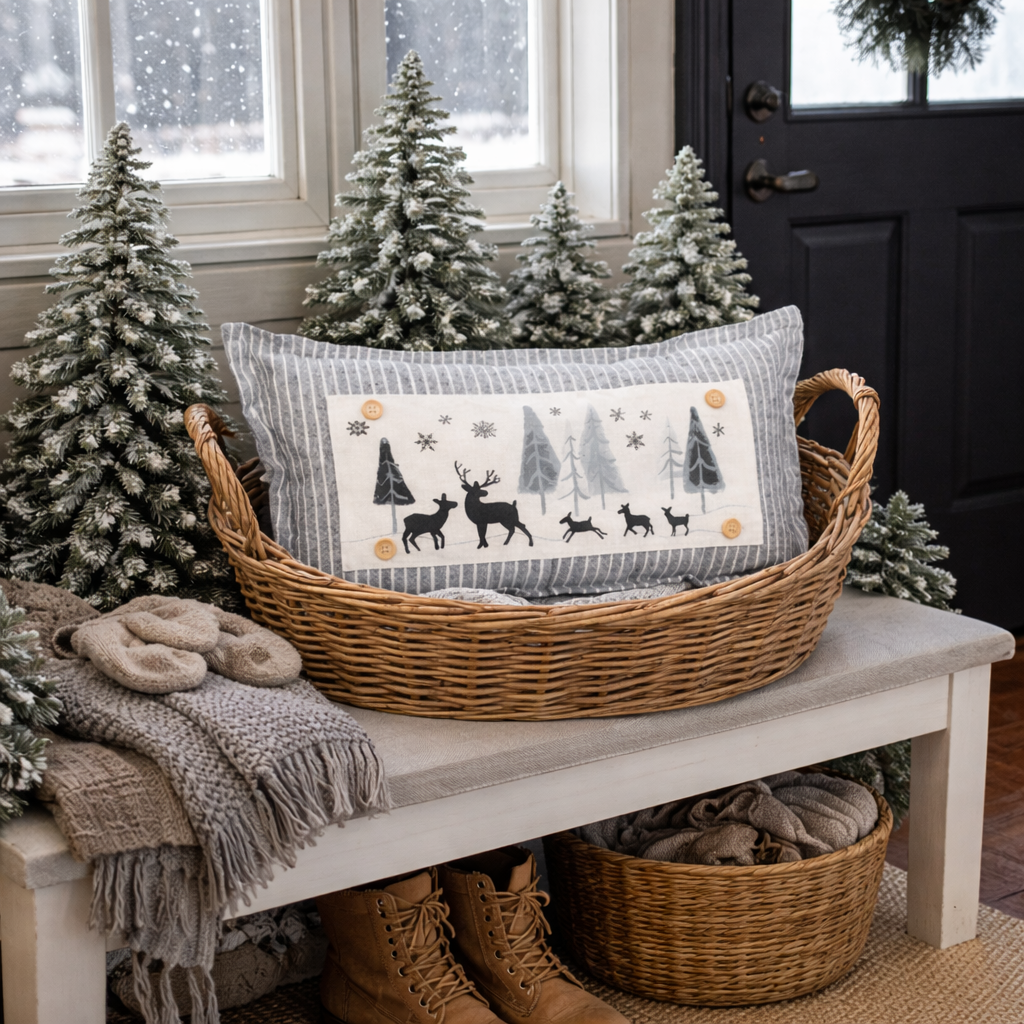 NEW! CUSTOM WINTER WEDDING BUNDLE 26:  3 seasons +BURLAP pillow + custom last name panel: LUCKY, XOXO, DEER, CUSTOM LAST NAME PANEL