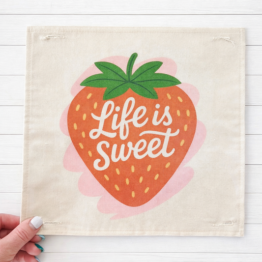 MISFIT  PANEL ONLY: SQUARE Spring, Summer, Garden Lover, Plants, Flowers; Life is Sweet STRAWBERRY ICE CREAM