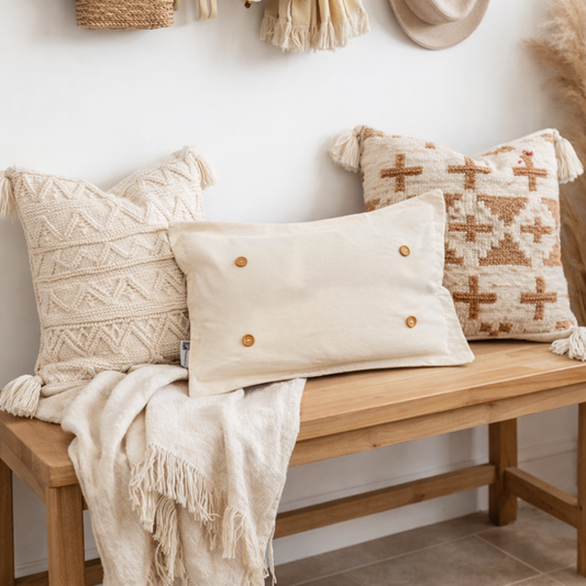 PILLOW ONLY (with fluffy insert): Natural Boho Cream: BOHO PILLOW (with insert)