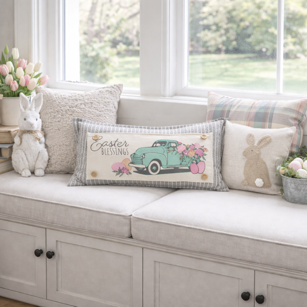 PANEL ONLY: RECTANGLE Spring, Summer, Floral, Eggs, Pastel, Blessings, Father's Day; EASTER VINTAGE TRUCK