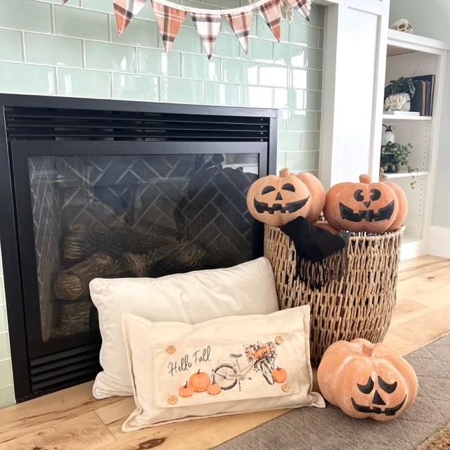 NEW! Custom FALL Wedding Gift Bundle:  GRAY TICKING STRIPE pillow + custom last name, FALL BIKE / MERRY & BRIGHT / CUSTOM PANEL