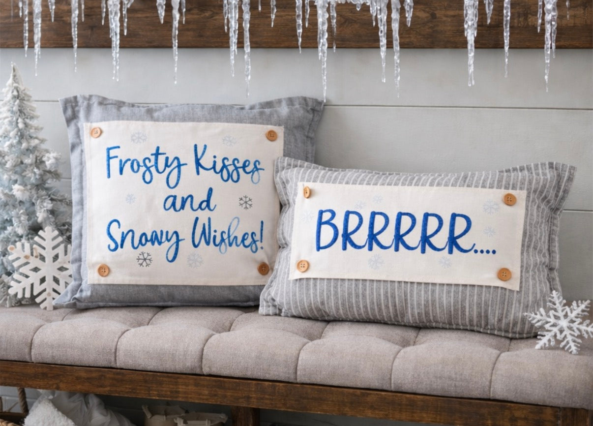 NEW!  SQUARE Glitter Seasonal Panel: Winter Blue Ice Sparkle Twinkle Bling Glitz Confetti Christmas; FROSTY KISSES