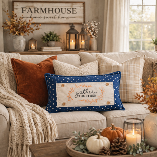 PANEL ONLY: RECTANGLE Fall Autumn, Host, Thanksgiving, Gratitude, Family, Friends, House Warming; GATHER TOGETHER