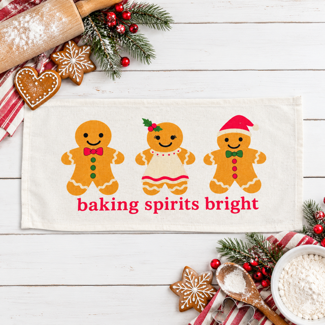 NEW! PANEL ONLY: RECTANGLE Winter; Vintage Christmas Santa, Baking, Memories; GINGERBREAD