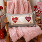 GLITTER PANEL ONLY:  RECTANGLE Glitter Holiday Panel throw pillow: Winter, Valentines Cherry Pink, Love, Spouse, Partner; GLITTER CONVERSATION HEARTS