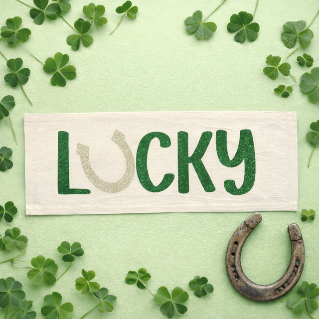 GLITTER PANEL ONLY:  RECTANGLE, Irish Kisses & Shamrock Wishes; Spring St. Patrick's Day, GLITTER LUCKY