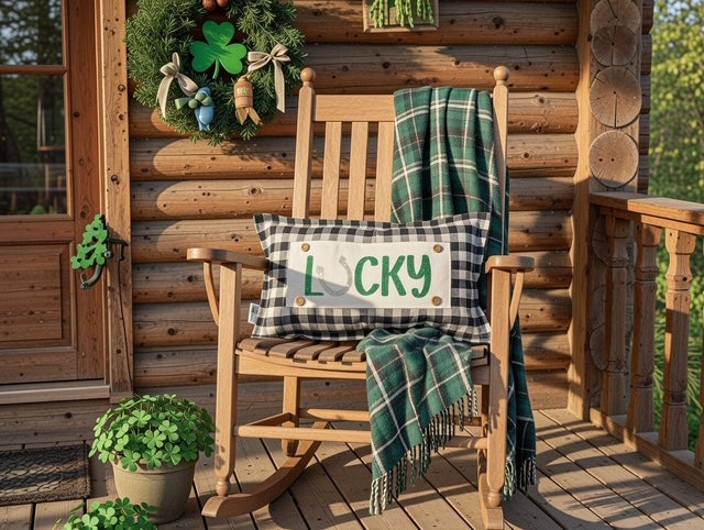 GLITTER PANEL ONLY:  RECTANGLE, Irish Kisses & Shamrock Wishes; Spring St. Patrick's Day, GLITTER LUCKY