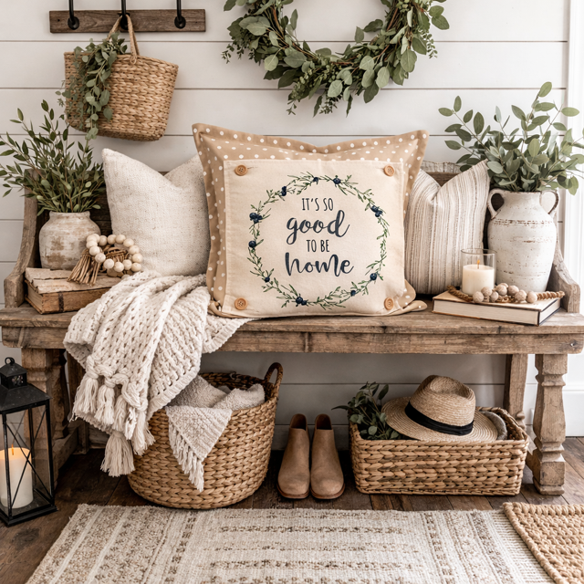 PANEL ONLY: SQUARE Entry, Garden, Between Holidays, House Warming, Host, Mother's Day Neutral; GOOD TO BE HOME