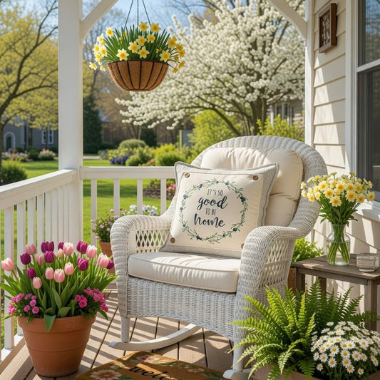 PANEL ONLY: SQUARE Entry, Garden, Between Holidays, House Warming, Host, Mother's Day Neutral; HOME WREATH